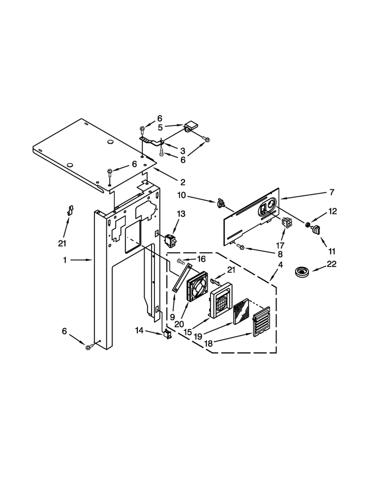 Panel And Control Parts Diagram and Parts List for KTTS505EWH0  KitchenAid Trash Compactor