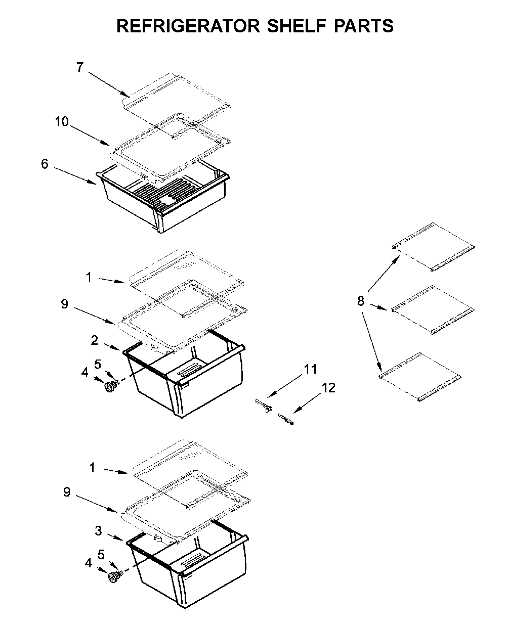 Refrigerator shelf parts Diagram and Parts List for WRS325SDHW04  Whirlpool Refrigerator
