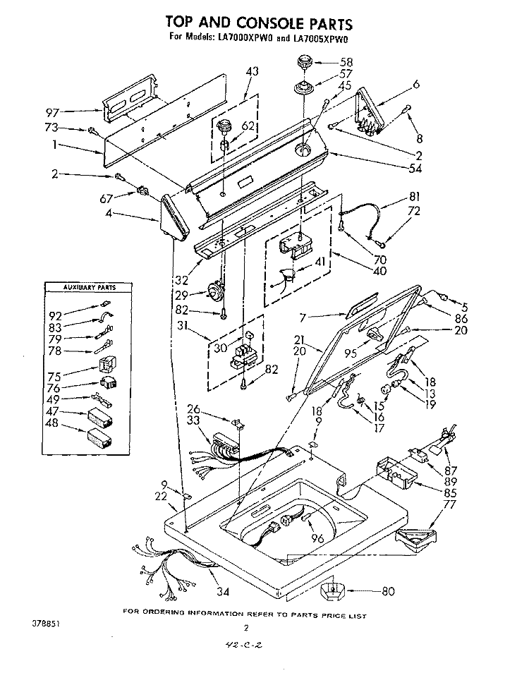 TOP AND CONSOLE Diagram and Parts List for LA7000XPW0  Whirlpool Washer