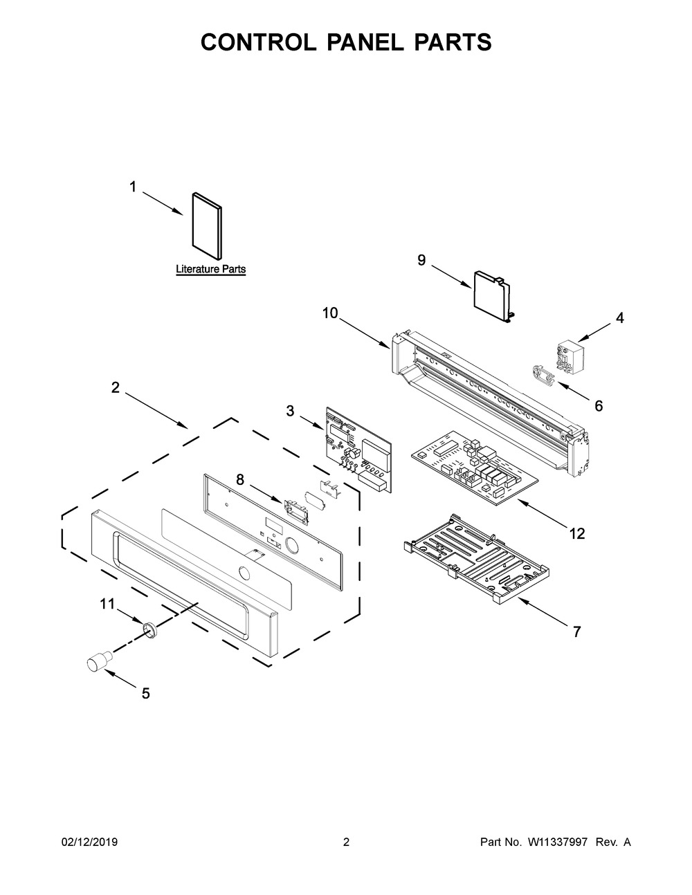 Control Panel Parts Diagram and Parts List for IMBS104GSS01  Whirlpool Microwave