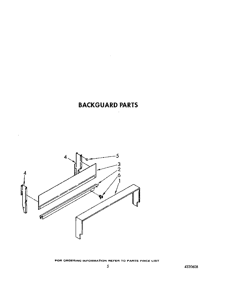 BACKGUARD Diagram and Parts List for SF0100ERW8  Whirlpool Range