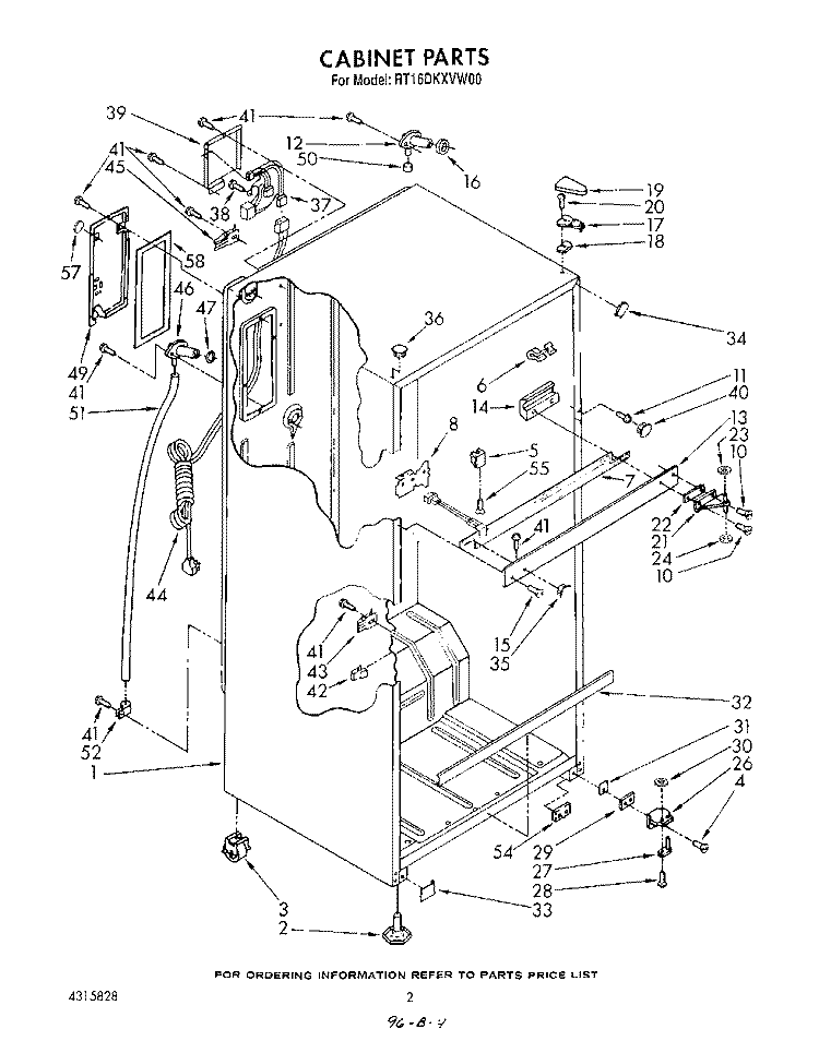 CABINET Diagram and Parts List for RT16DKXVW00  Roper Refrigerator