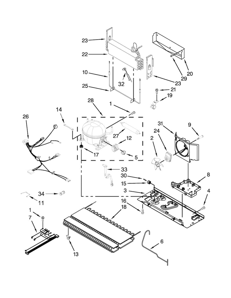 Unit Parts Diagram and Parts List for GI0FSAXVY012  Whirlpool Refrigerator