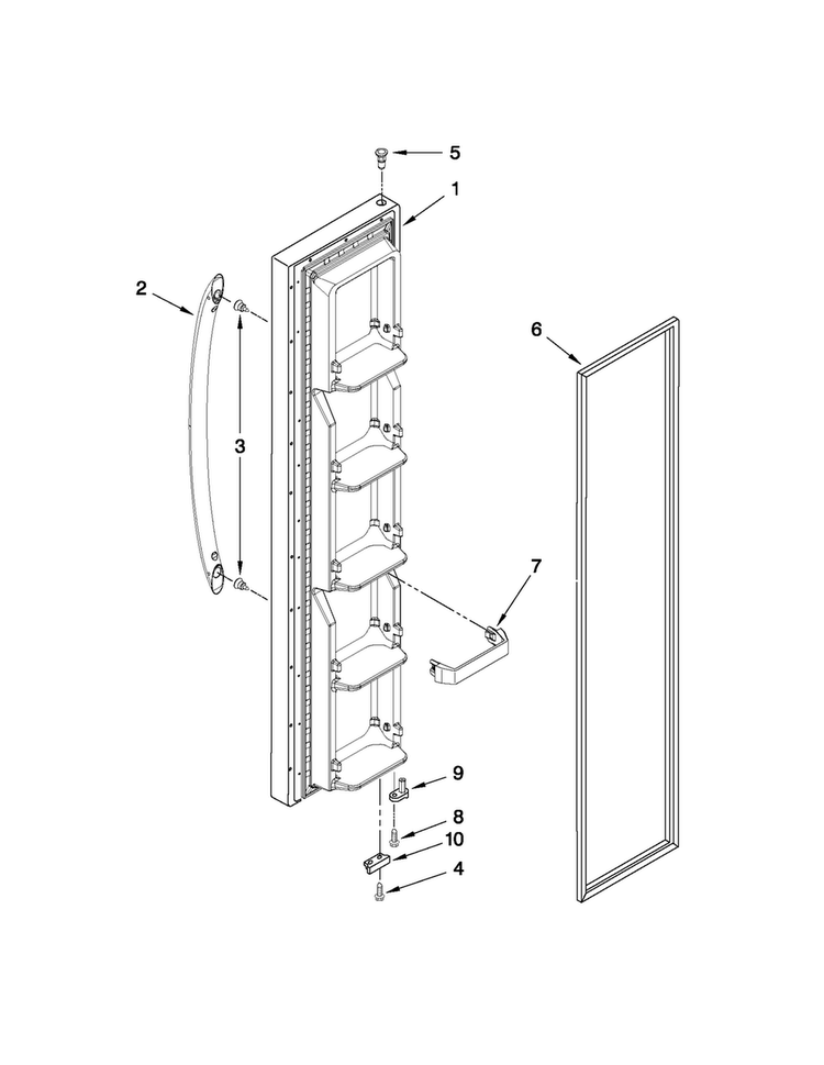 Freezer Door Parts Diagram and Parts List for 10640263011  Kenmore Refrigerator