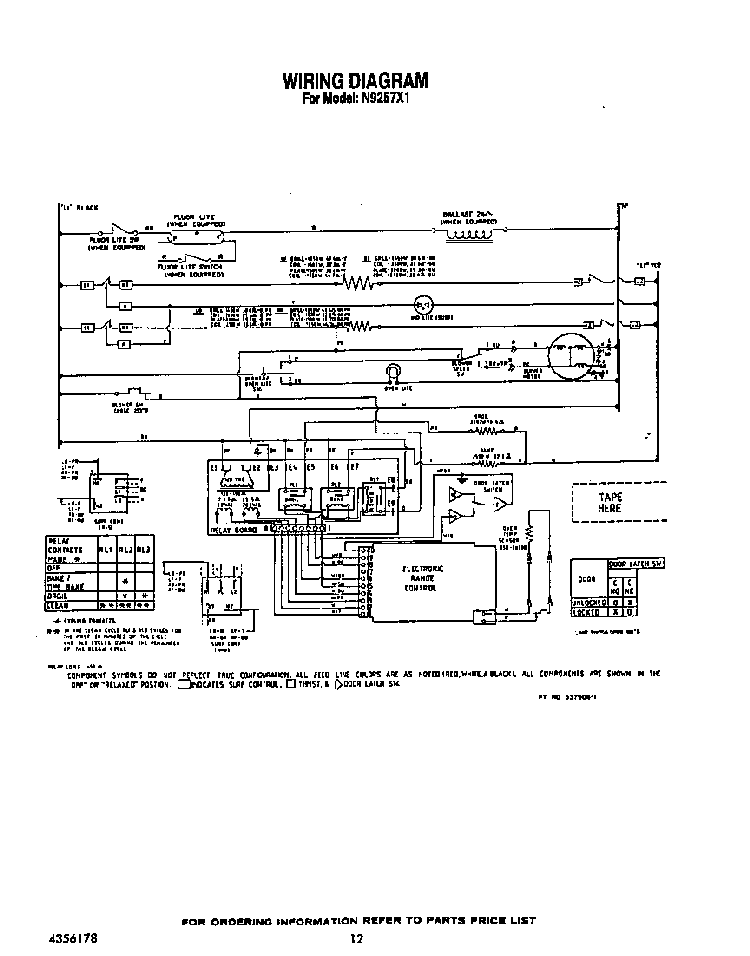 Wiring Diagram Diagram and Parts List for N9257*1  Roper Range
