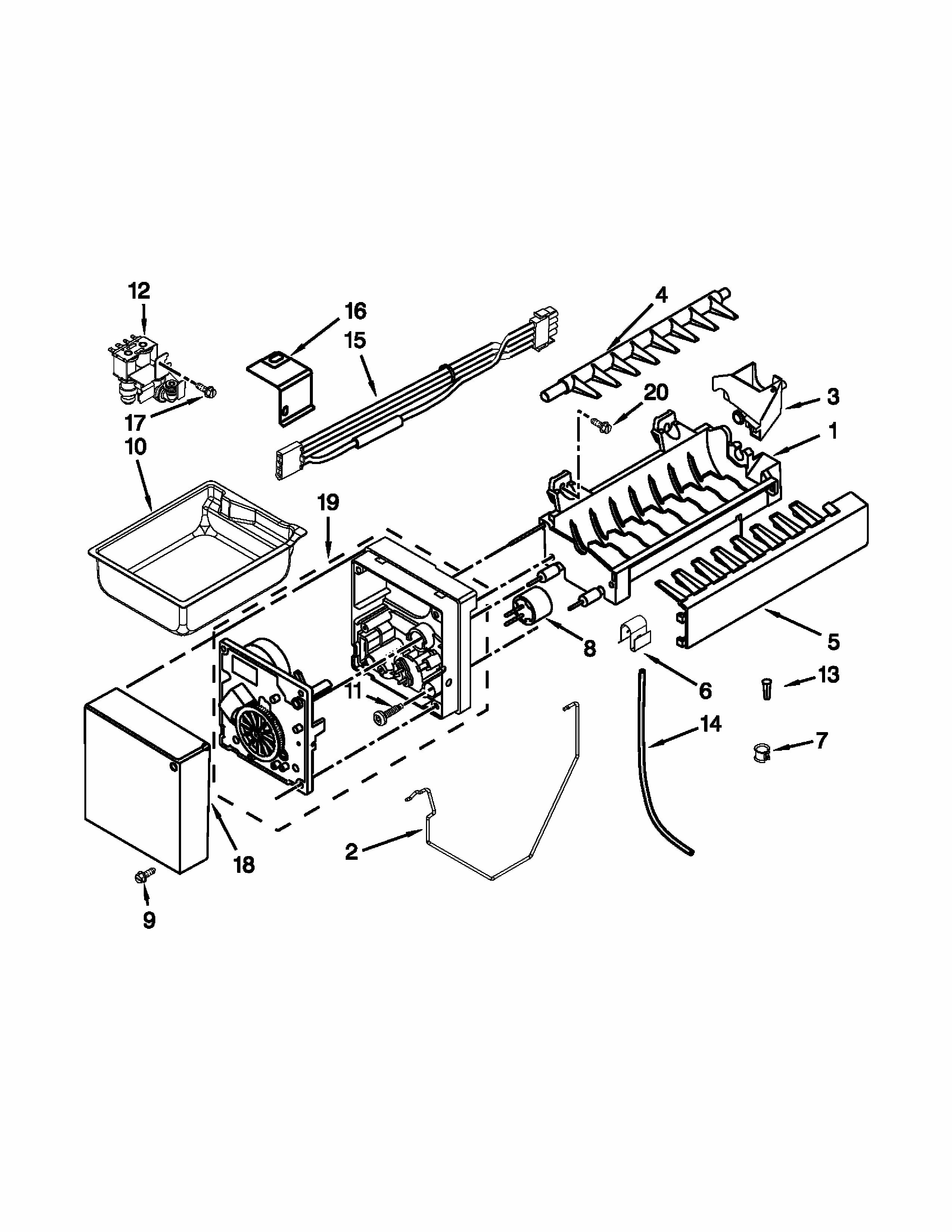 Ice Maker Parts Diagram and Parts List for 59679463410  Kenmore Refrigerator