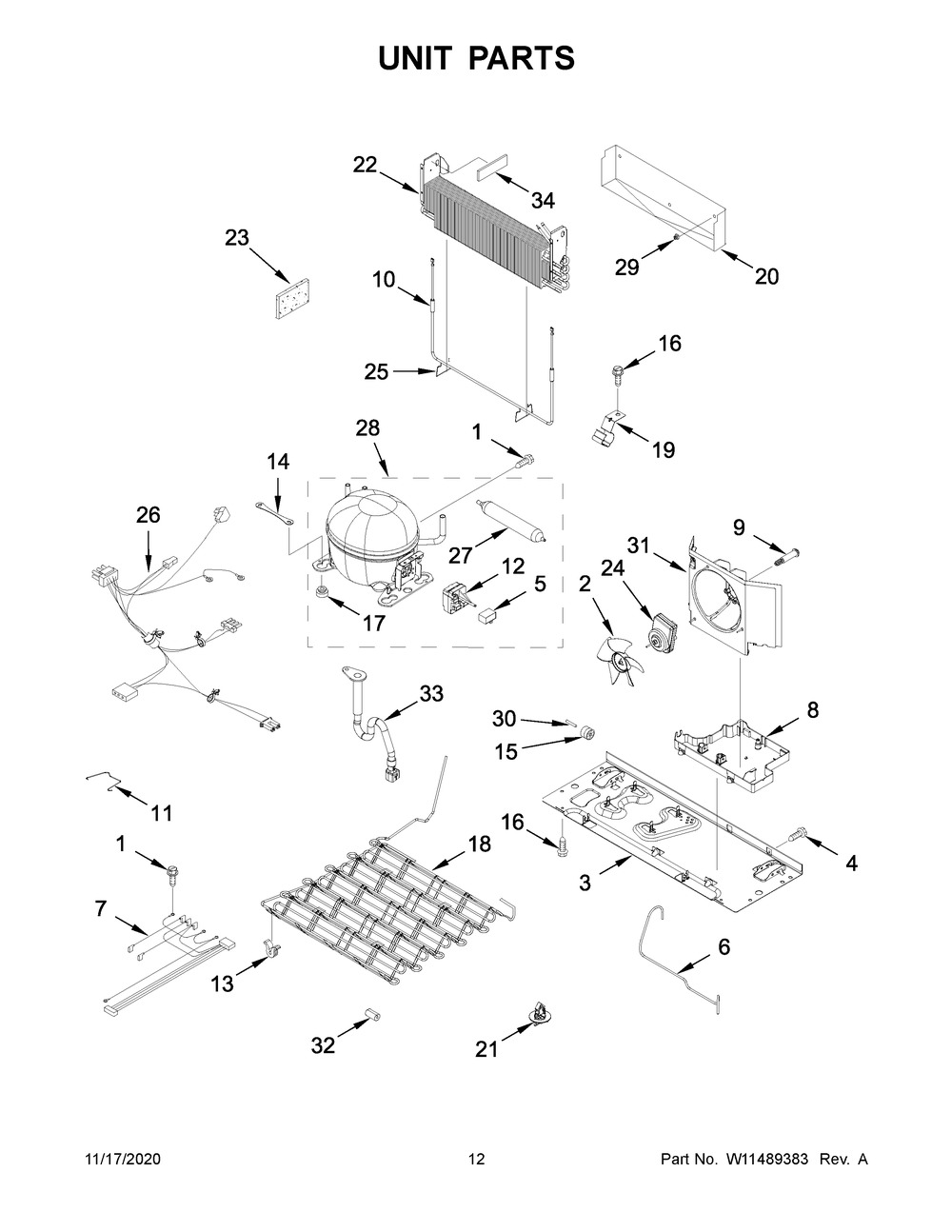 Unit Parts Diagram and Parts List for WRF532SNHZ04  Whirlpool Refrigerator
