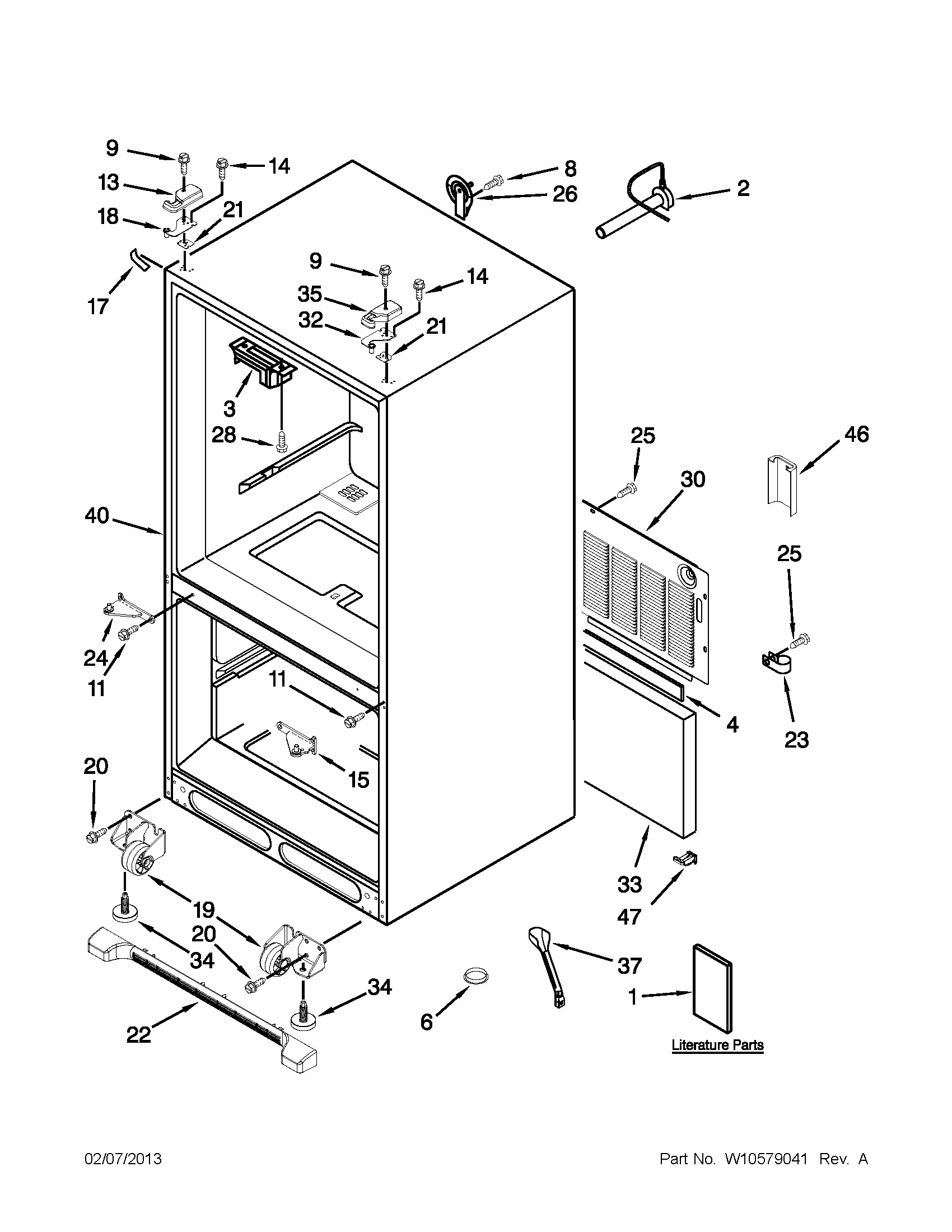 Cabinet Parts Diagram and Parts List for 59679533019  Kenmore Refrigerator