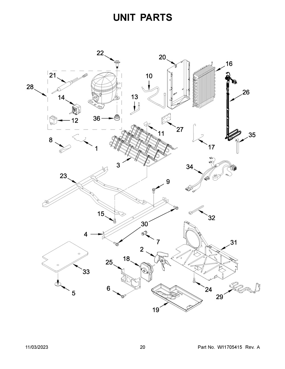 Unit Parts Diagram and Parts List for WRS311SDHM11  Whirlpool Refrigerator