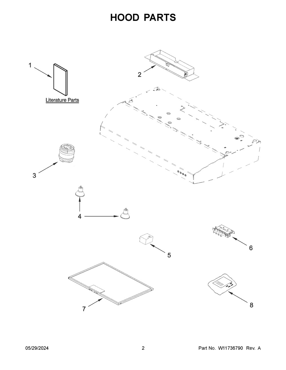 Hood Parts Diagram and Parts List for WVU7130JS1  Whirlpool Range Hood