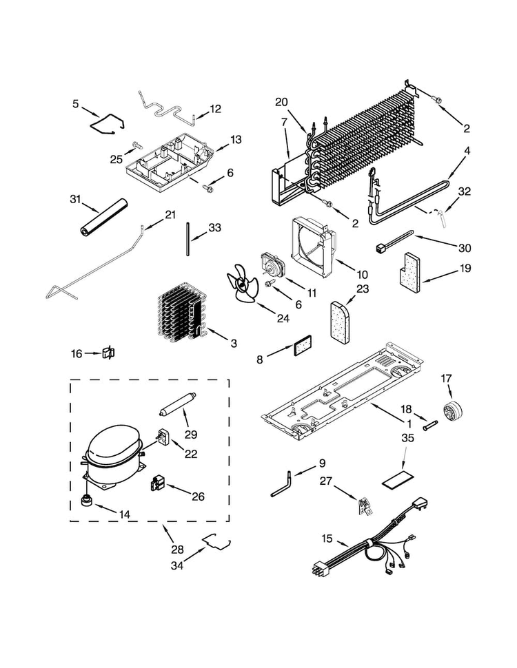 Unit Parts Diagram and Parts List for W8RXNGMBD01  Whirlpool Refrigerator