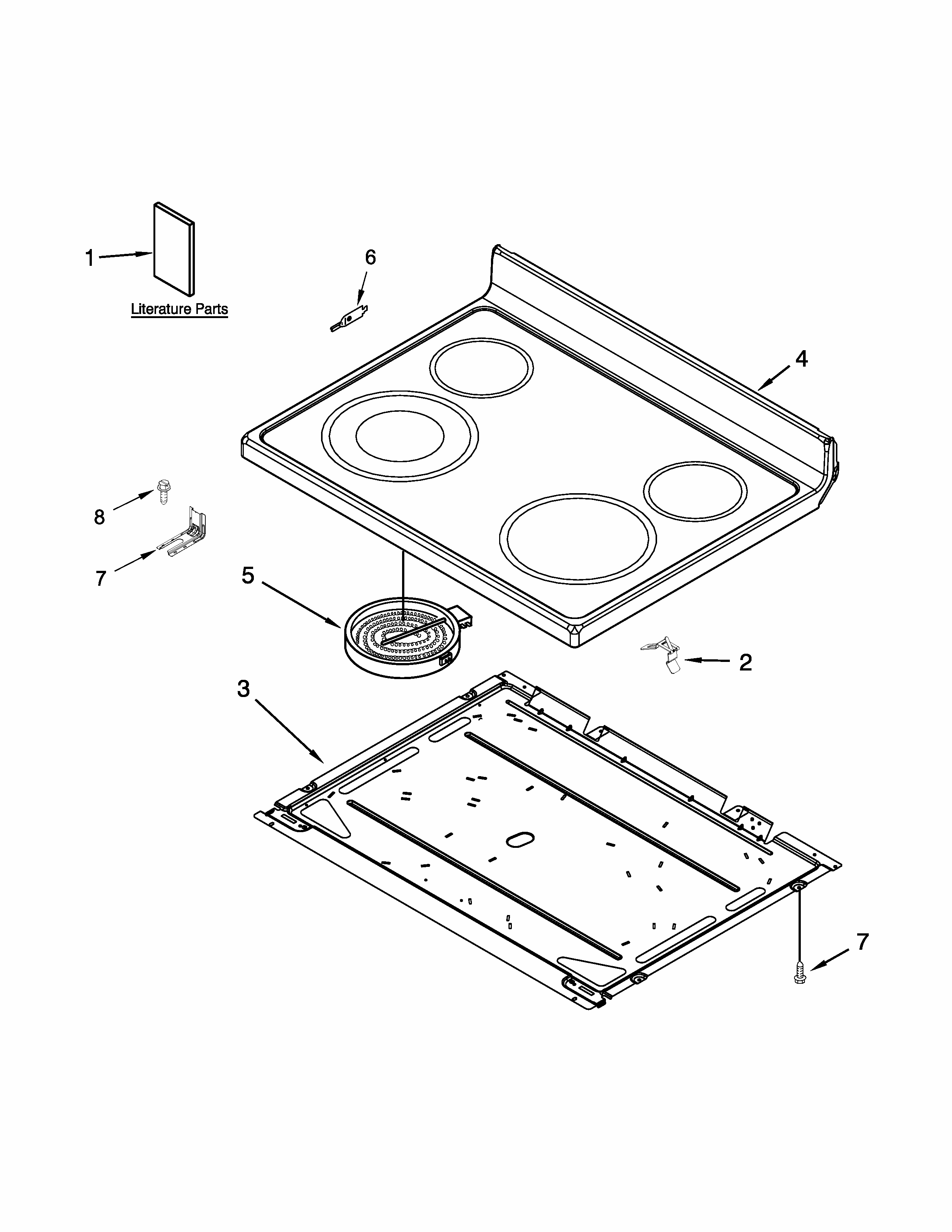 Cooktop Parts Diagram and Parts List for YIES505DS0  Whirlpool Range