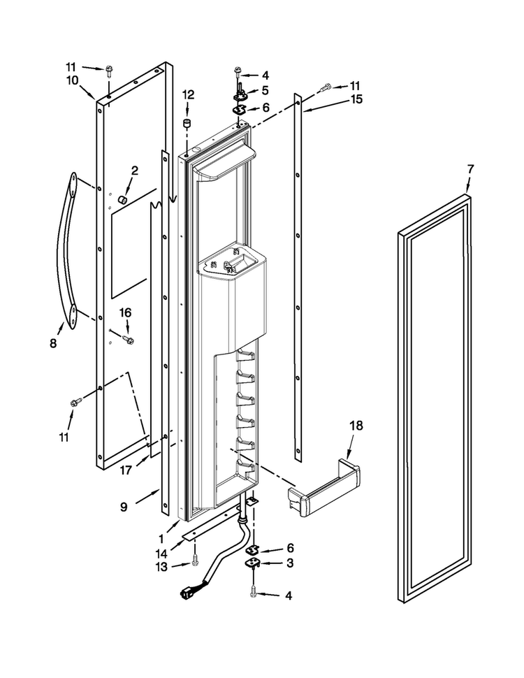 Freezer Door Parts Diagram and Parts List for KSSC36QTS07  KitchenAid Refrigerator
