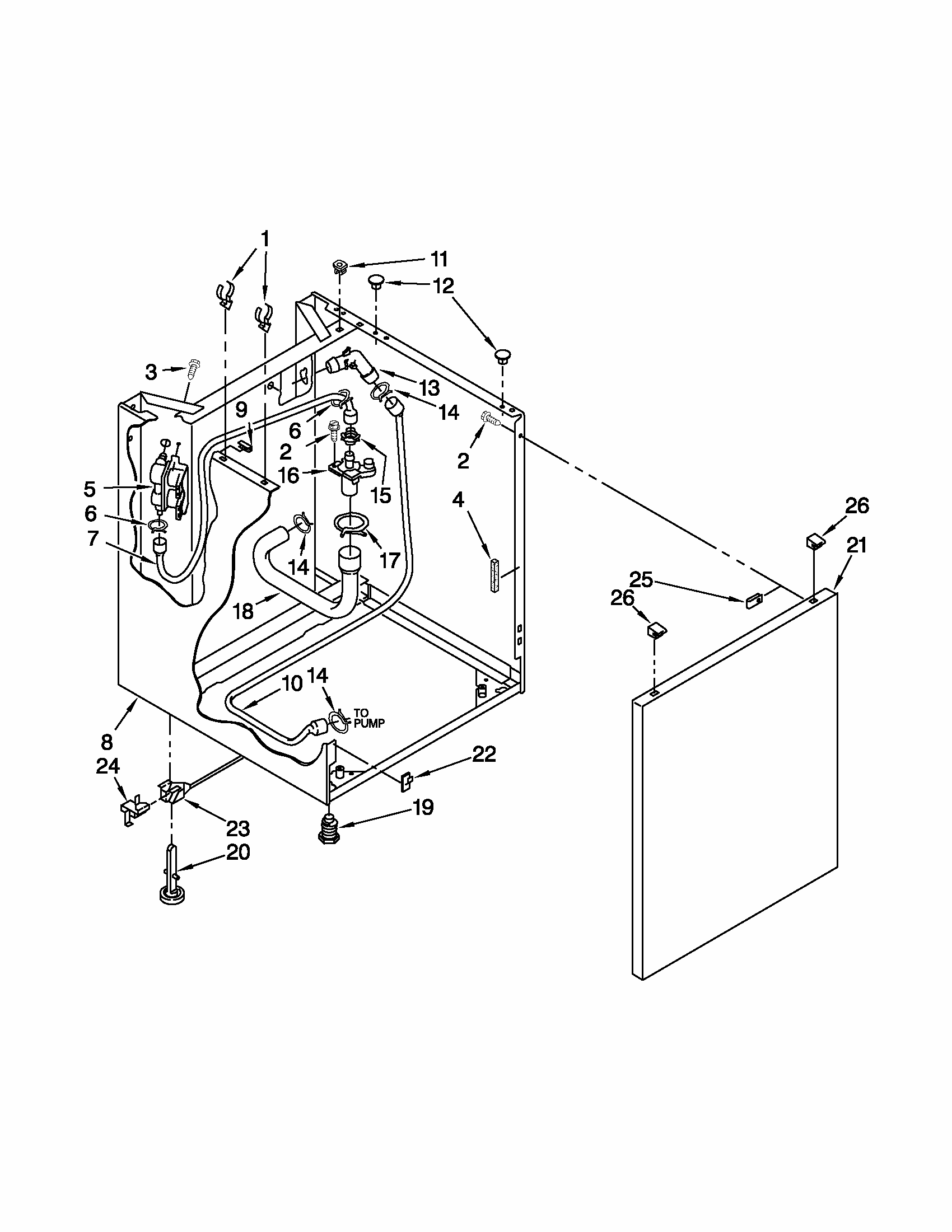 Washer Cabinet Parts Diagram and Parts List for 1109875279B  Kenmore Washer Dryer Combo