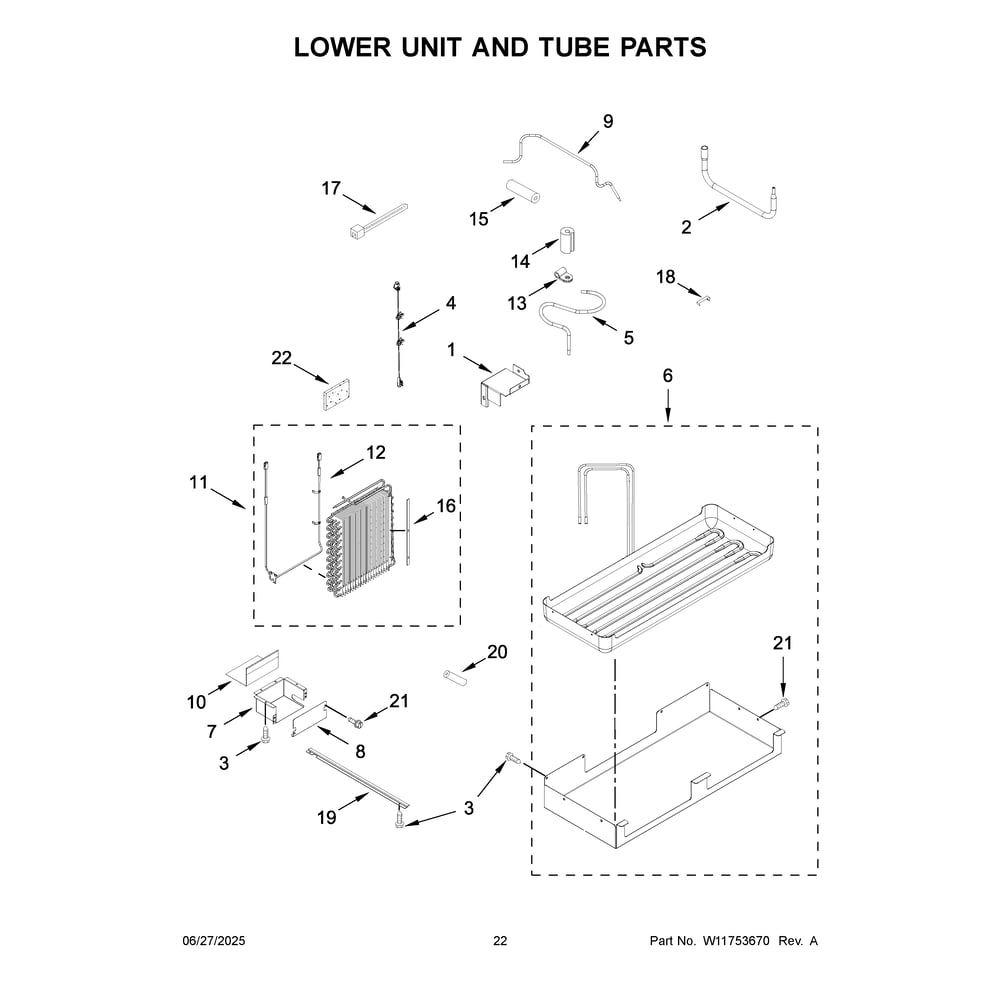 Lower Unit And Tube Parts Diagram and Parts List for KBSN708MPS01  KitchenAid Refrigerator