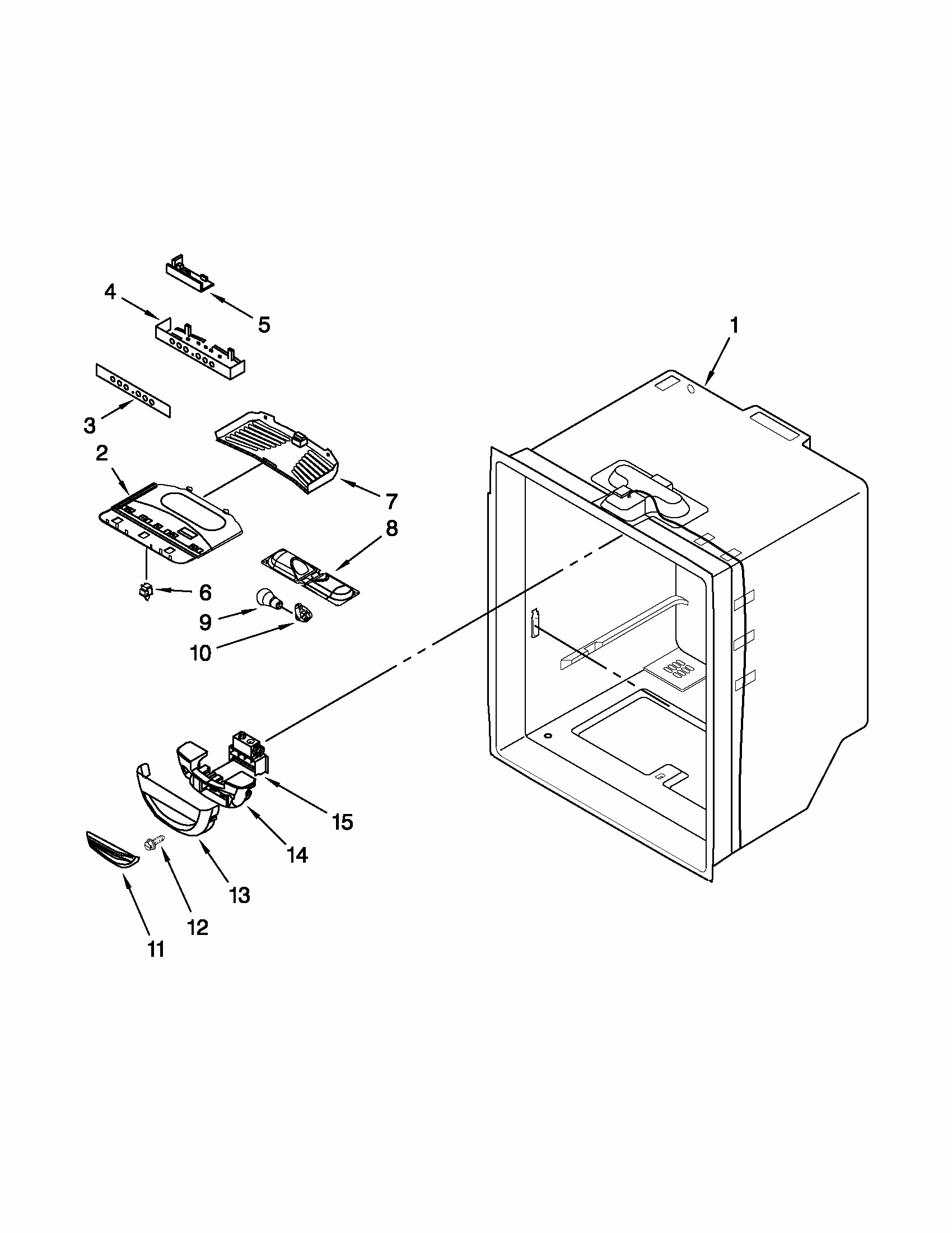 Refrigerator Liner Parts Diagram and Parts List for 59669912013  Kenmore Refrigerator