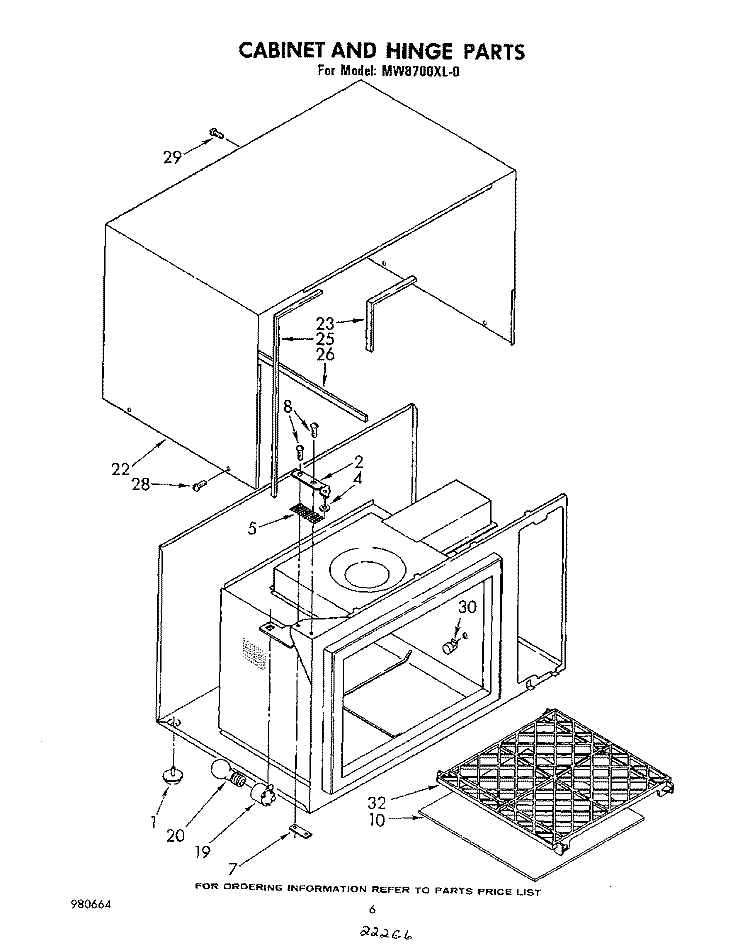 CABINET AND HINGE Diagram and Parts List for MW8700XL0  Whirlpool Microwave