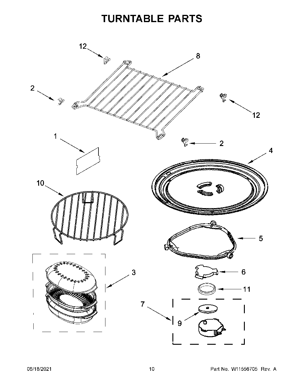 06 - Turntable Parts Diagram and Parts List for WMH78019HB05  Whirlpool Microwave