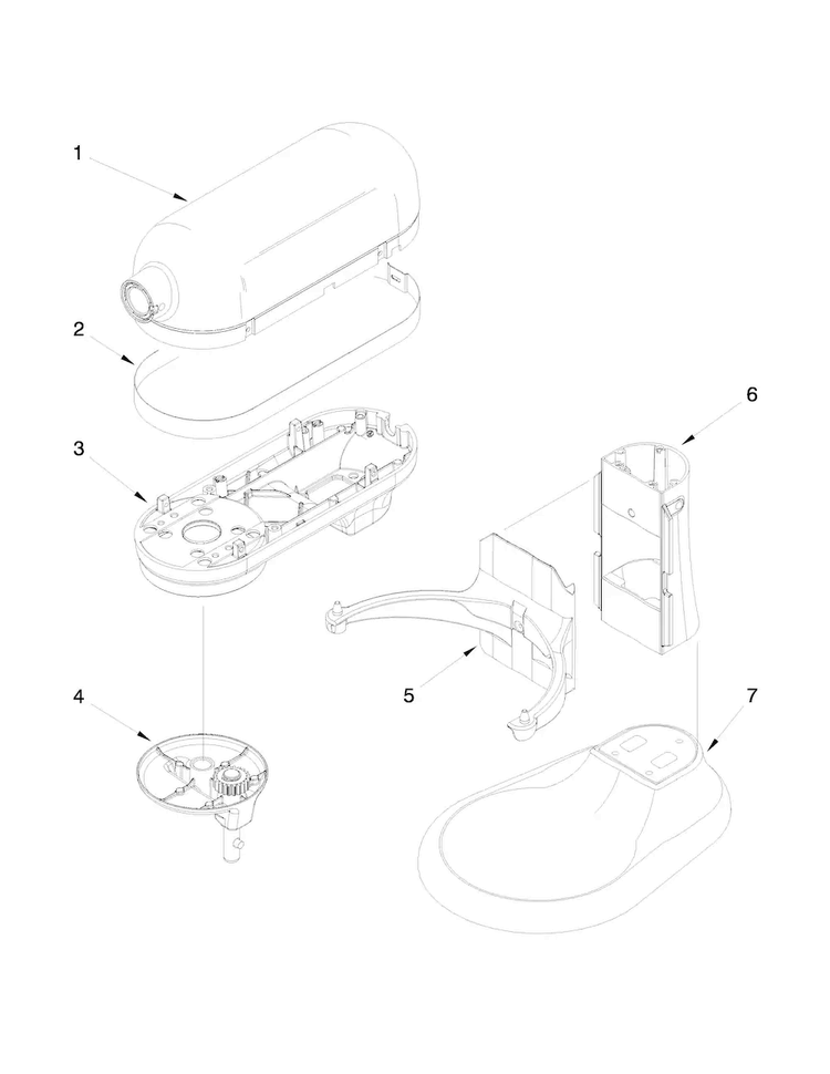 Color Variation Parts Diagram and Parts List for 5KSM7580XCCA0  KitchenAid Mixer