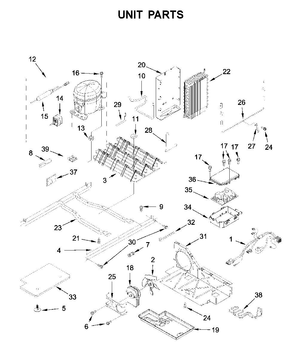 Unit parts Diagram and Parts List for WRS331SDHB03  Whirlpool Refrigerator