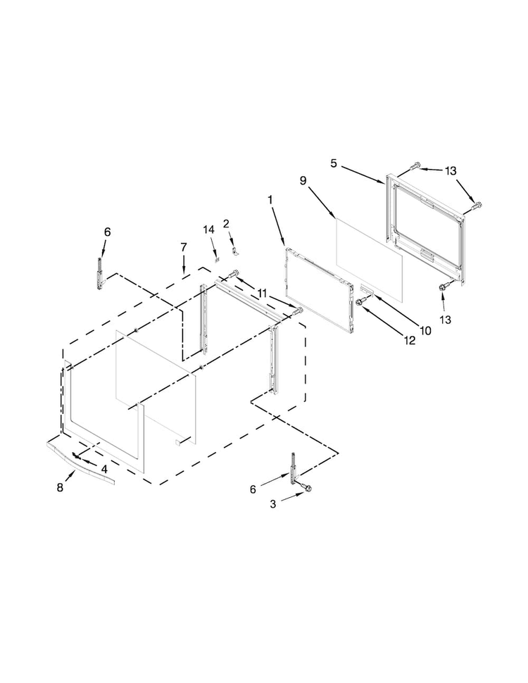 Oven Door Parts Diagram and Parts List for WOS51EC0AW03  Whirlpool Wall Oven