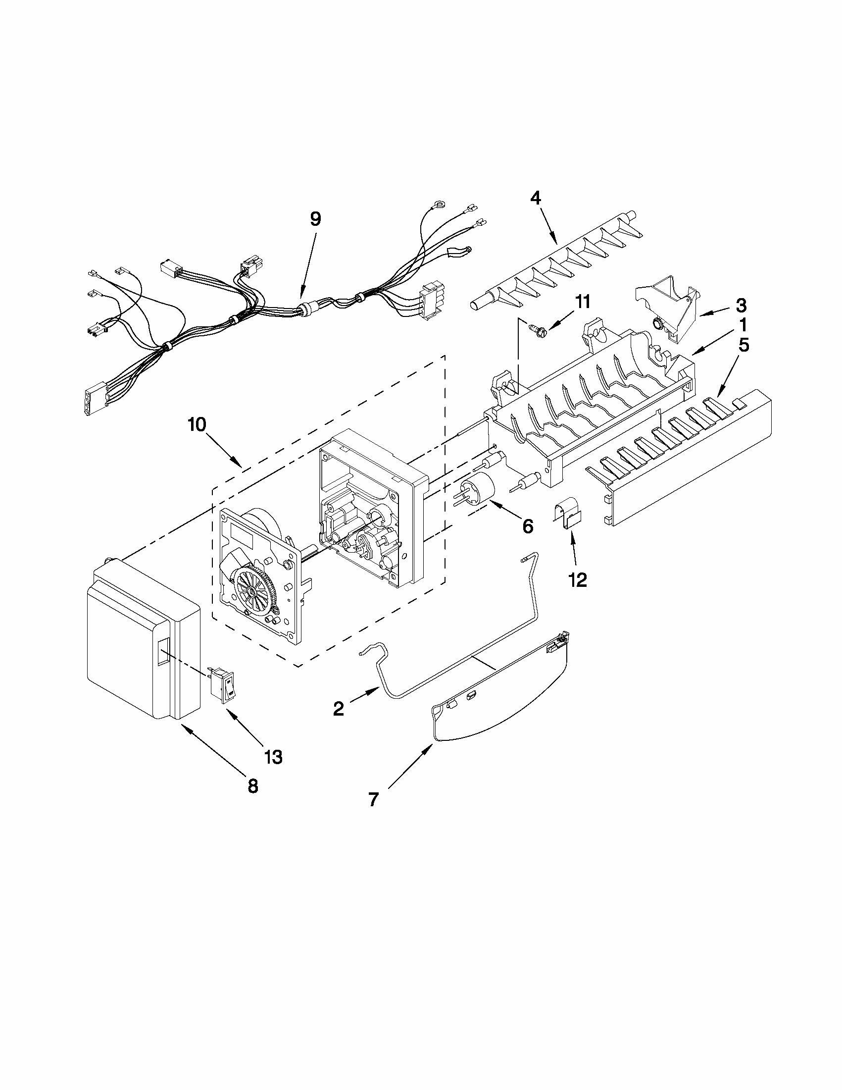 Icemaker Parts Diagram and Parts List for 59679543016  Kenmore Refrigerator