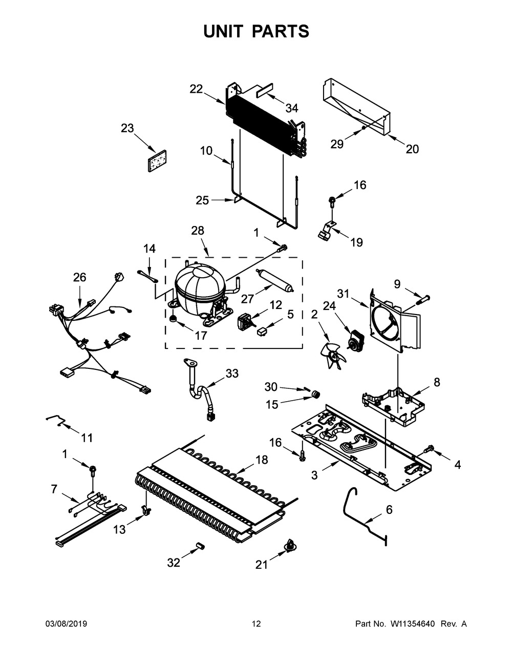 Unit Parts Diagram and Parts List for WRF532SNHW01  Whirlpool Refrigerator