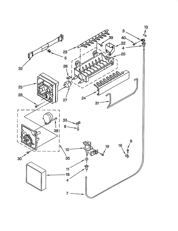 Icemaker Diagram and Parts List for 10668902890  Kenmore Refrigerator