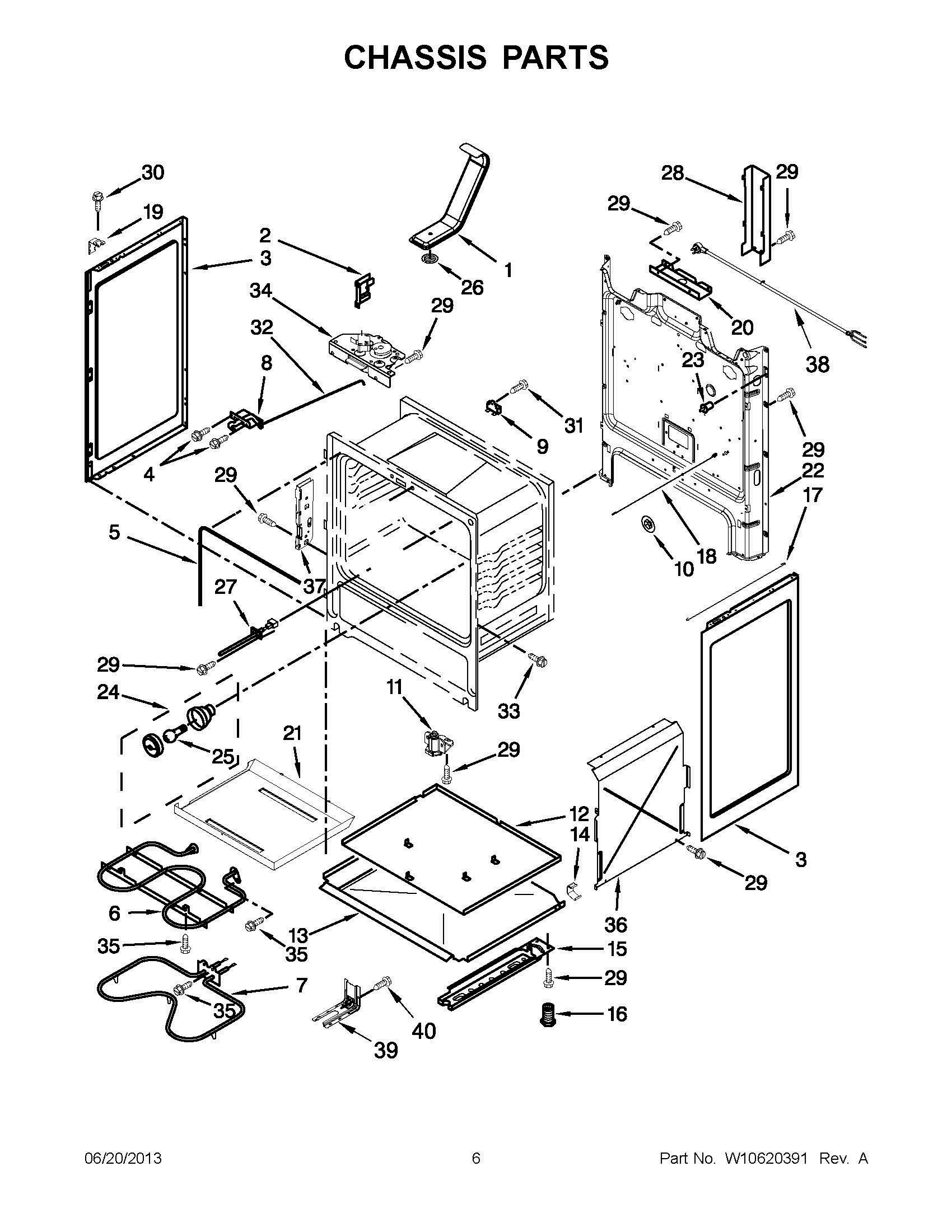 03 - CHASSIS PARTS Diagram and Parts List for YMER7685BW0  Whirlpool Range