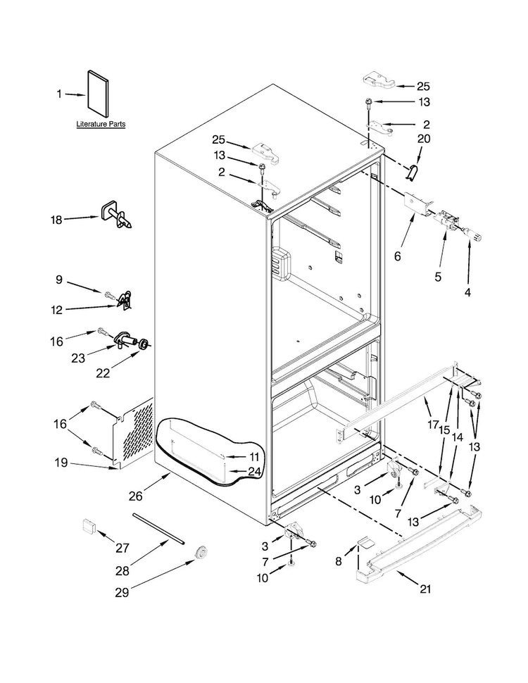 Cabinet Parts Diagram and Parts List for WRF560SEYM05  Whirlpool Refrigerator