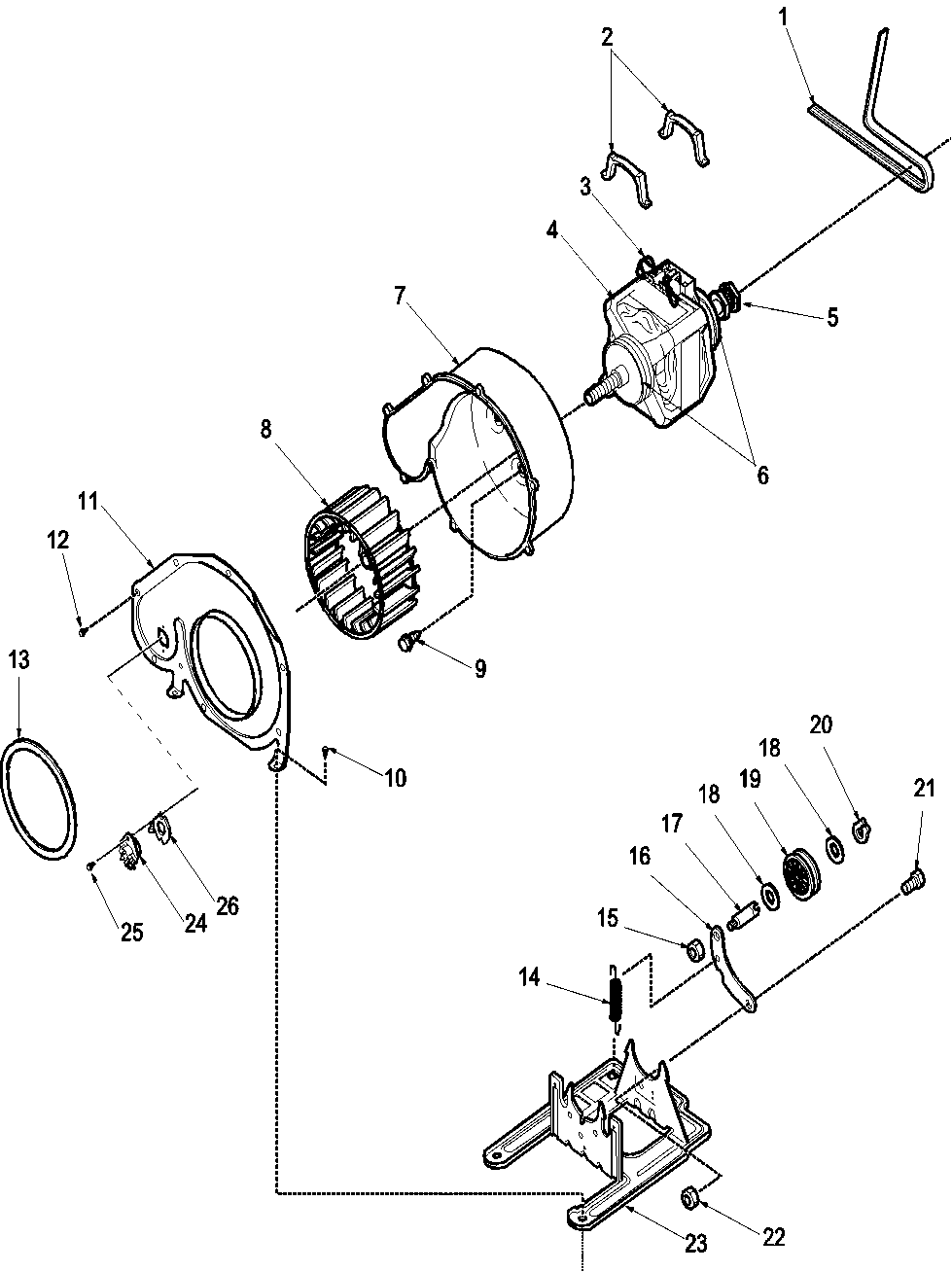 06 - Motor And Fan Assemblies Diagram and Parts List for LGS34AW  Whirlpool Washer