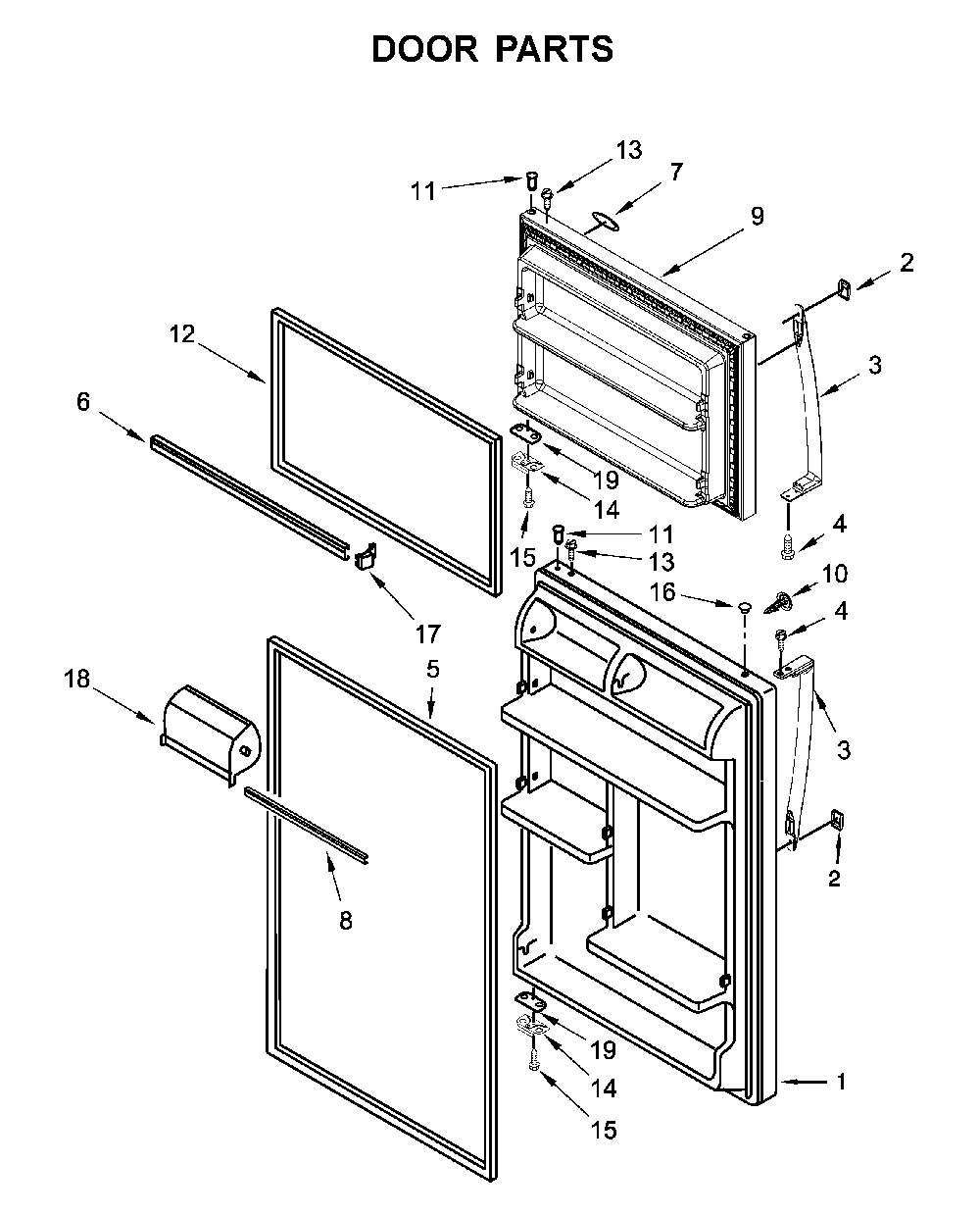 Door parts Diagram and Parts List for WRT134TFDM00  Whirlpool Refrigerator