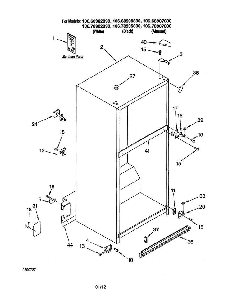Cabinet Diagram and Parts List for 10668902890  Kenmore Refrigerator