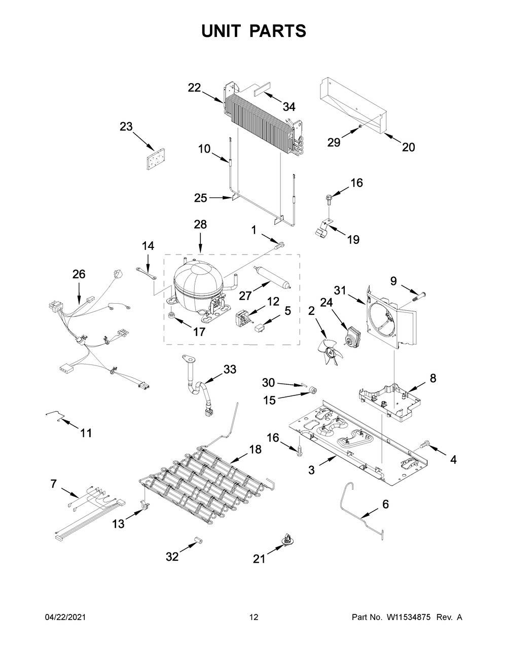 Unit Parts Diagram and Parts List for WRF532SNHZ05  Whirlpool Refrigerator
