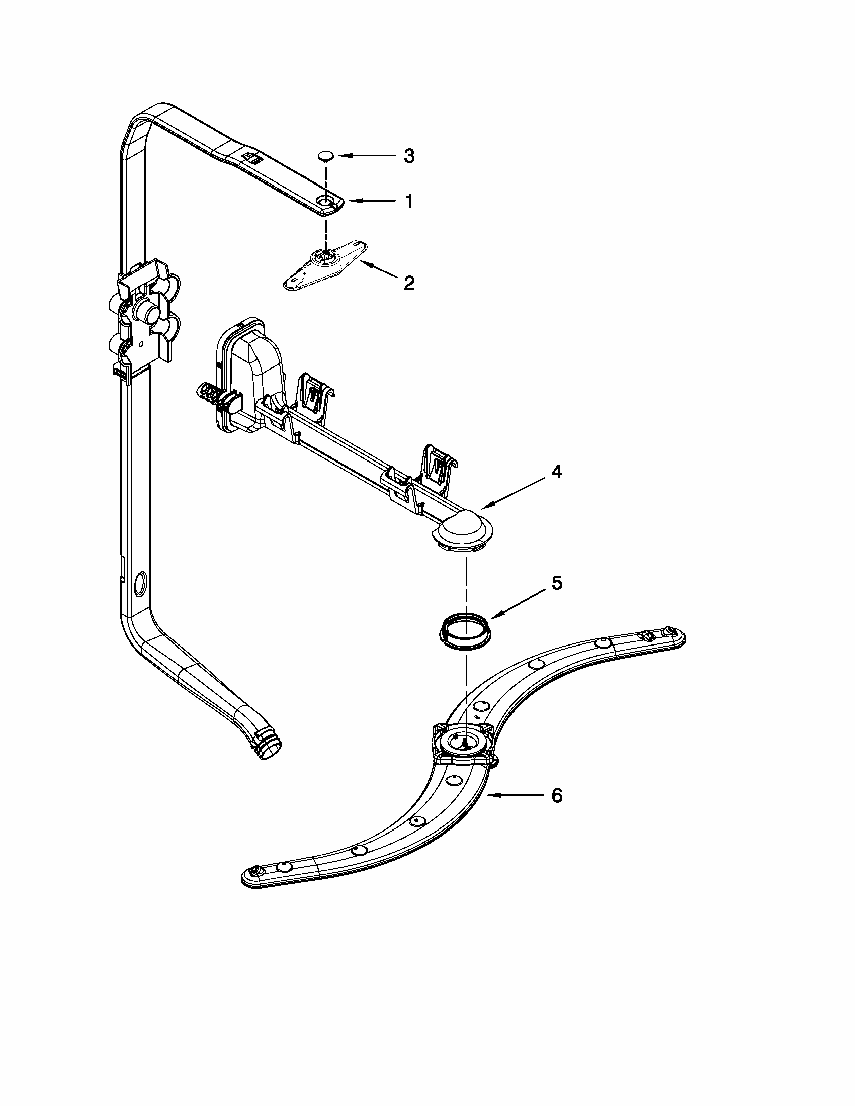 Upper Wash And Rinse Parts Diagram and Parts List for 66515039K112  Kenmore Dishwasher
