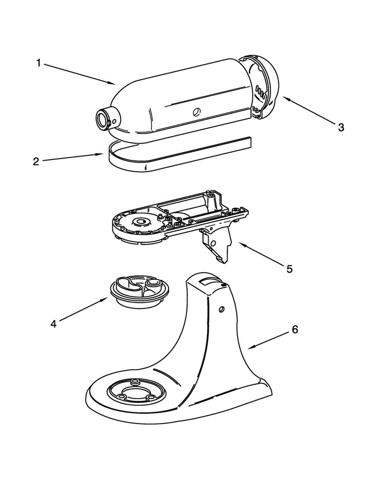 Color Variation Parts Diagram and Parts List for 5KSM150PSSCA4  KitchenAid Mixer