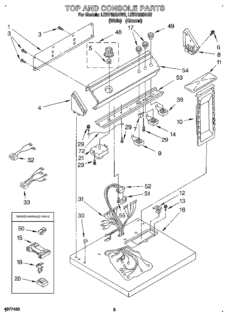 SECTION Diagram and Parts List for LER7858AN2  Whirlpool Dryer