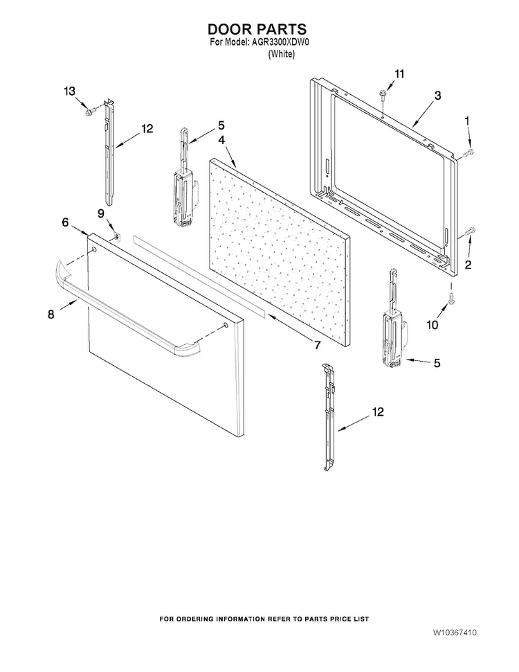 Door Parts Diagram and Parts List for AGR3300XDW0  Estate Range