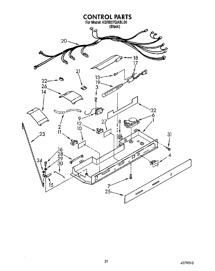 CONTROL Diagram and Parts List for KSRB27QABL06  KitchenAid Refrigerator