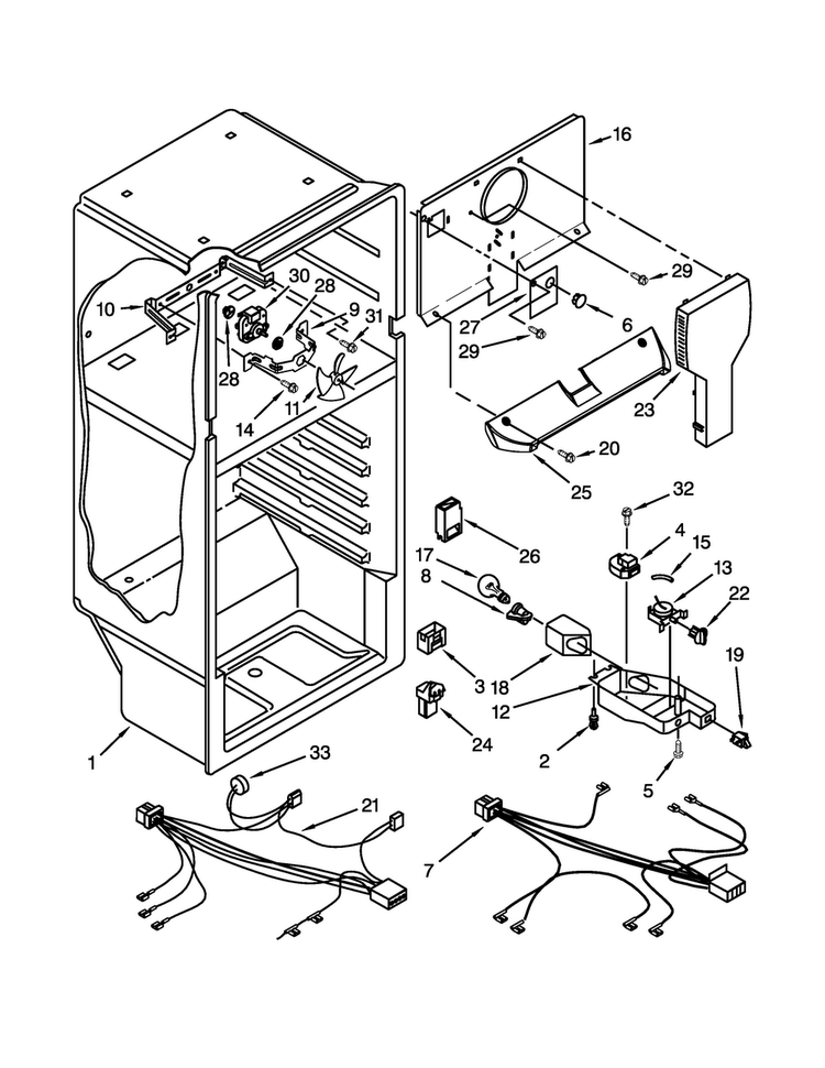 Liner Parts Diagram and Parts List for W8TXEWFYQ03  Whirlpool Refrigerator
