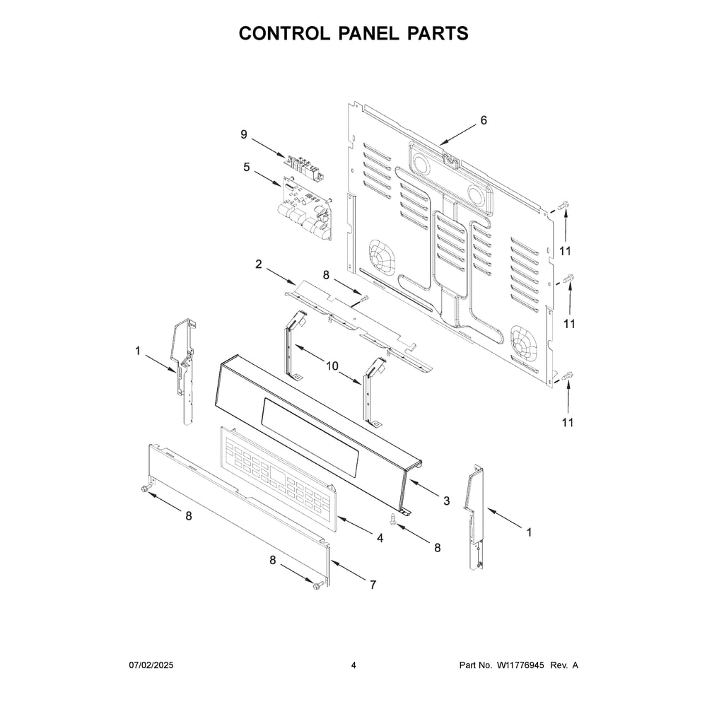 Control Panel Parts Diagram and Parts List for KFGS530SPS0  KitchenAid Range