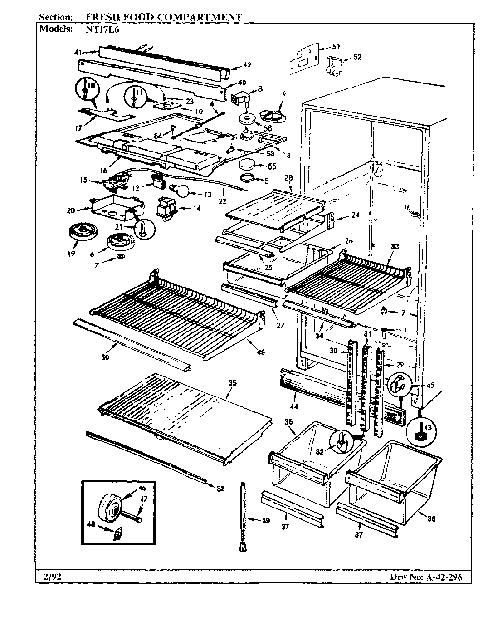 03 - Fresh Food Compartment Diagram and Parts List for NT17L6A  Whirlpool Refrigerator