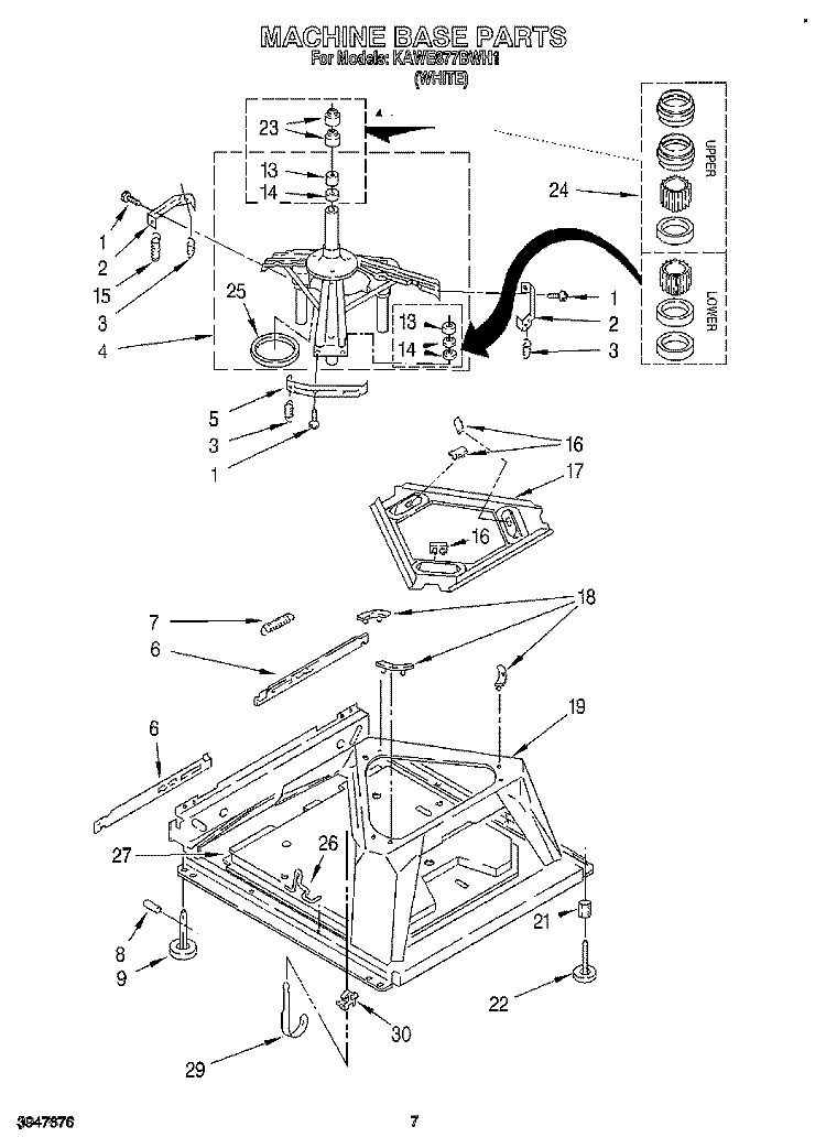 MACHINE BASE Diagram and Parts List for KAWE877BWH1  KitchenAid Washer