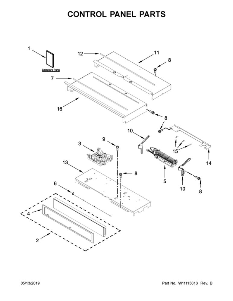 Control Panel Parts Diagram and Parts List for WOD77EC7HV00  Whirlpool Wall Oven