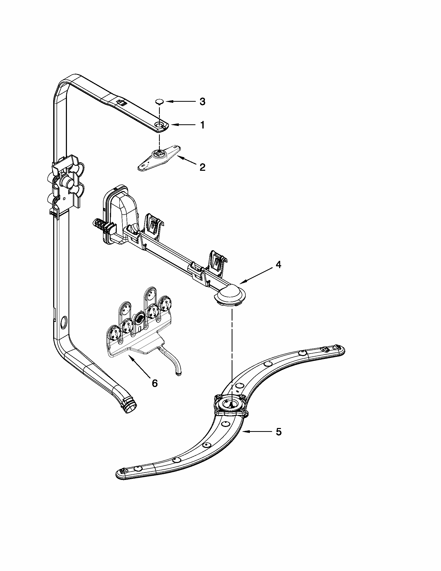 Upper Wash And Rinse Parts Diagram and Parts List for 66513262K111  Kenmore Dishwasher