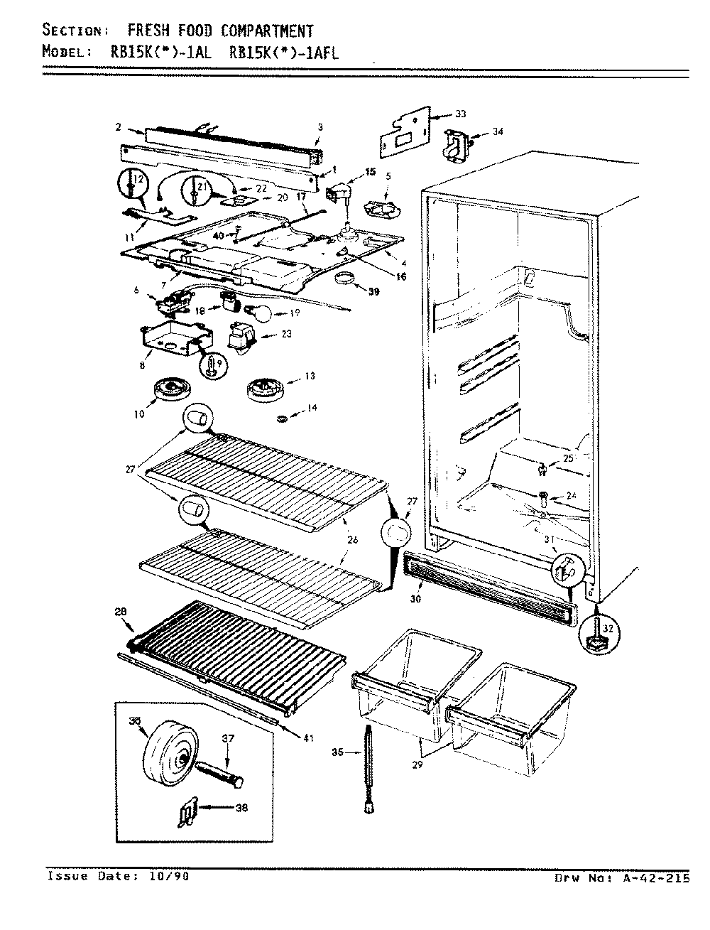 03 - Fresh Food Compartment Diagram and Parts List for RB15KA1AFL  Whirlpool Refrigerator