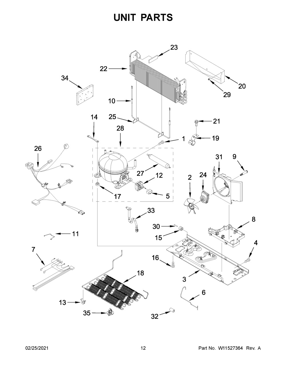 Unit Parts Diagram and Parts List for JFC2290RTB03  Whirlpool Refrigerator