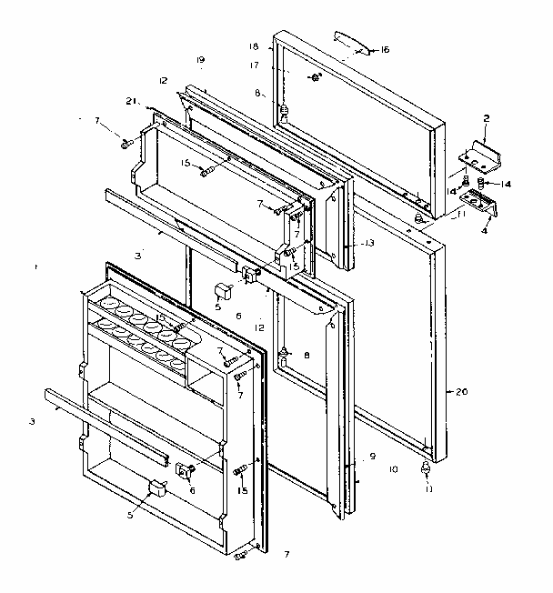 Door Parts Diagram and Parts List for 106T12DS  Kenmore Refrigerator
