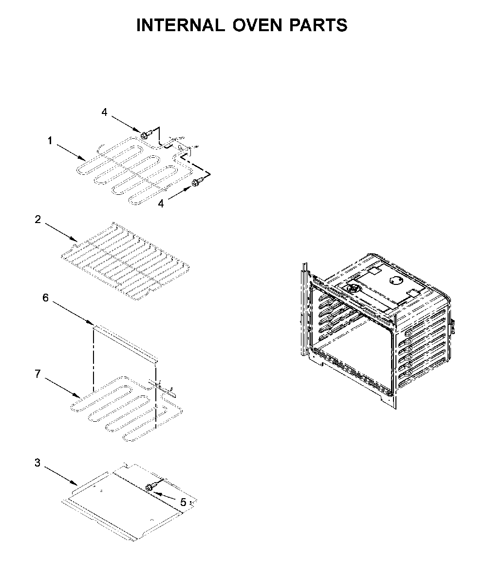 Internal oven parts Diagram and Parts List for WOS51EC0HW02  Whirlpool Wall Oven