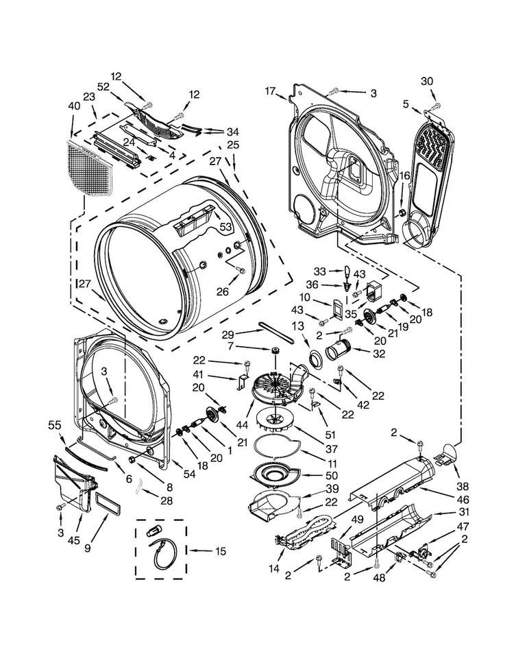 Bulkhead Parts Diagram and Parts List for 11068103310  Kenmore Dryer